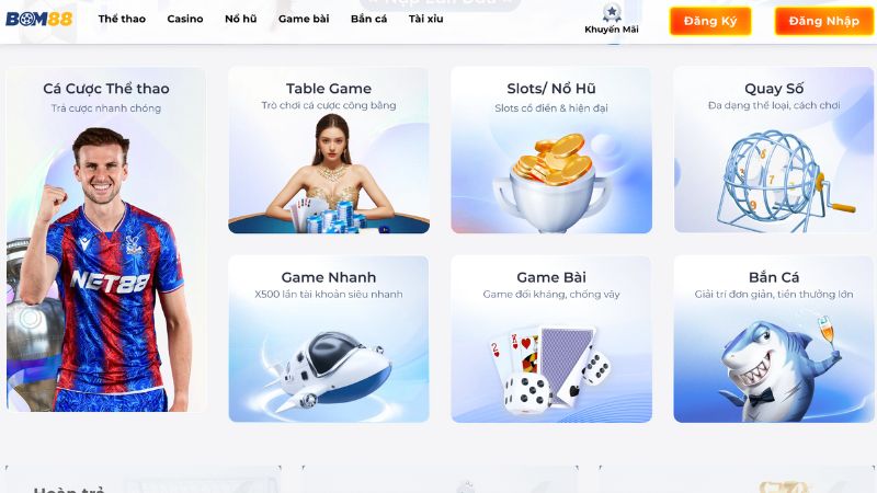Bom88 cung cấp đa dạng trò chơi cá cược