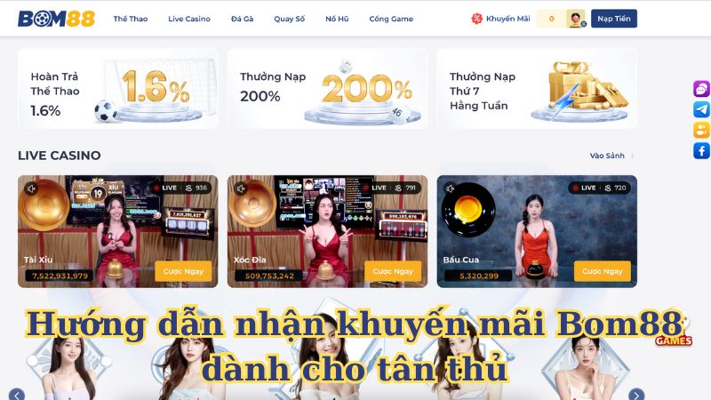 Hướng dẫn nhận khuyến mãi Bom88 dành cho tân thủ
