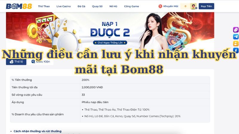 Những điều cần lưu ý khi nhận khuyến mãi tại Bom88