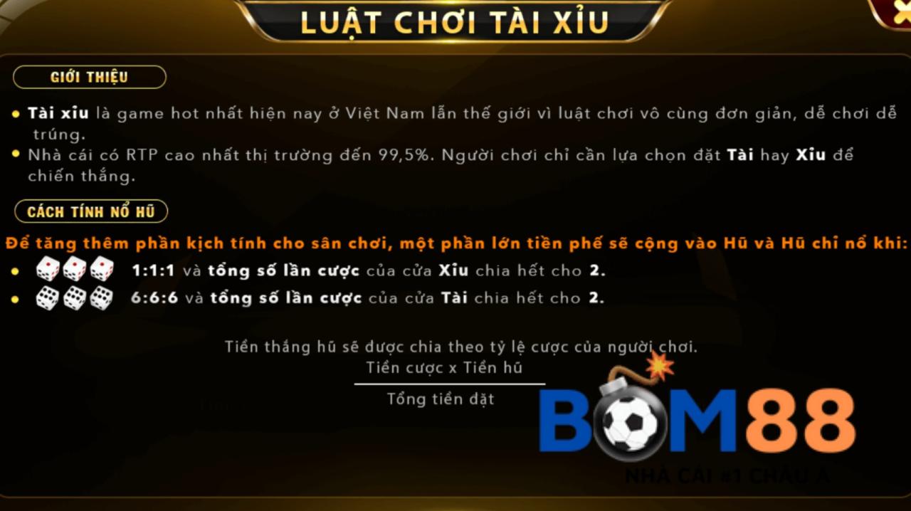 Luật chơi và cách chơi tài xỉu Bom88